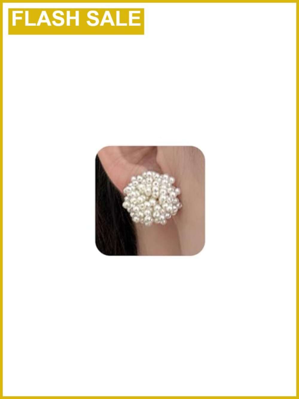 Y2K Big Round White Bead Pearl Cluster Stud Earrings Vintage Statement